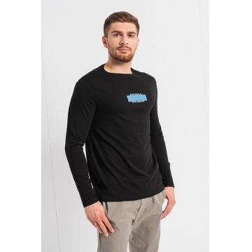 Bluza regular fit cu imprimeu logo pe piept - Negru/Albastru