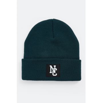 Caciula tricotata cu aplicatie - Albastru petrol