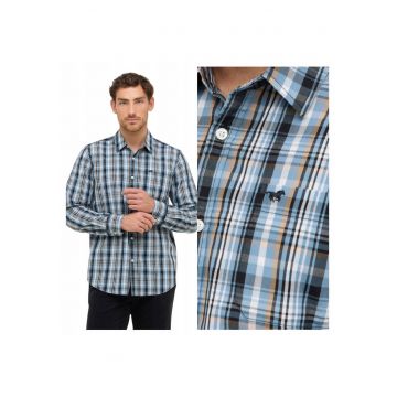 Camasa Barbati -  Style Chester Poplin - Regular Fit - Cu Guler - Cu Nasturi - Design Clasic - Maneci Lungi - Bumbac - Multicolor - Multicolor