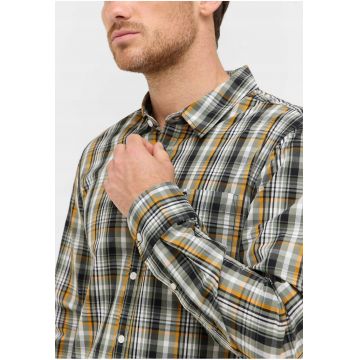 Camasa Barbati -  Style Chester Poplin - Regular Fit - Cu Guler - Cu Nasturi - Design Clasic - Maneci Lungi - Bumbac - Verde - Verde