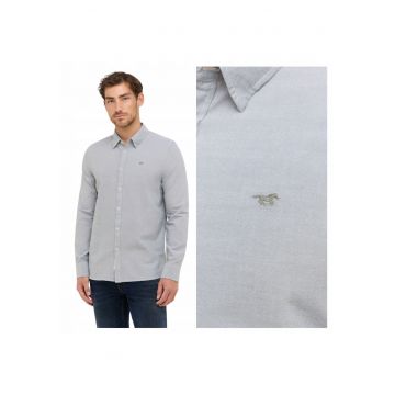 Camasa Barbati -  Style Edinburg - Regular Fit - Cu Guler - Cu Nasturi - Design Clasic - Maneci Lungi - Bumbac - 3XL INTL - Gri