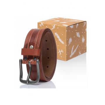 Curea Din Piele -  Curea - 100% Piele Naturala - Maro - Latime: 4 - Lungime: - Maro - Bej