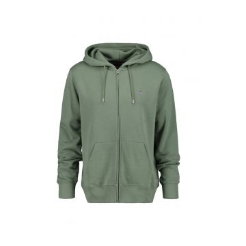 Hanorac regular fit cu fermoar Shield - Verde sparanghel