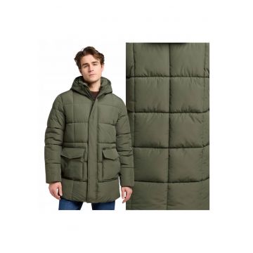 Jacheta Barbati -  Mercury Puffer Jacket - Regular Fit - Guler Inalt - Fermoar - Caldura Si Confortabila - Maneci Lungi - Poliester - Verde - Verde