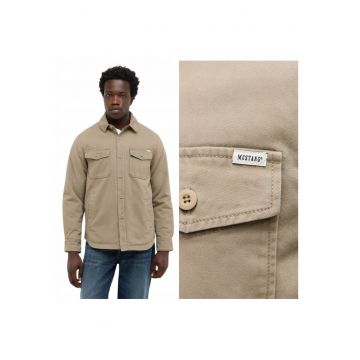 Jacheta Barbati -  Style Philo - Regular Fit - Cu Guler - Cu Nasturi - Caldura Si Confortabila - Maneci Lungi - Bumbac - Bej - Bej