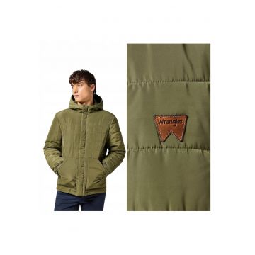 Jacheta Barbati -  Transitional Puffer - Regular Fit - Design Clasic - Cu Gluga - Fermoar - Bumbac - 4XL INTL - Verde