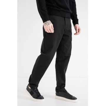Pantaloni drepti cu gaici pentru curea - Negru