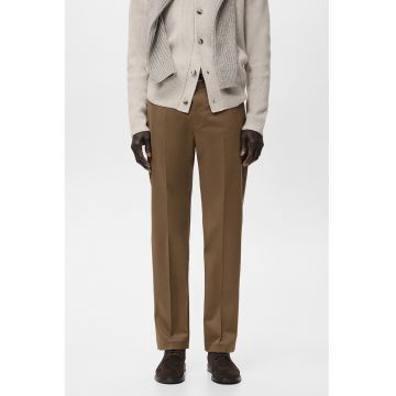Pantaloni drepti cu pensa - Caramel