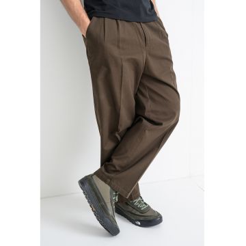 Pantaloni relaxed-fit din bumbac - Maro inchis