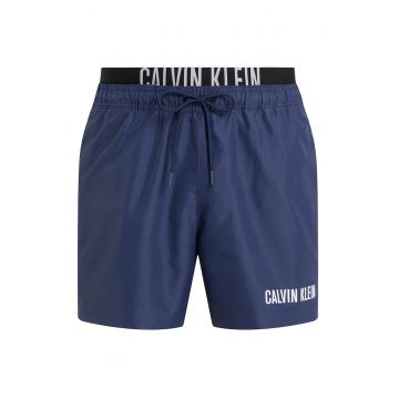 Pantaloni scurti de baie cu banda logo in talie - Albastru inchis