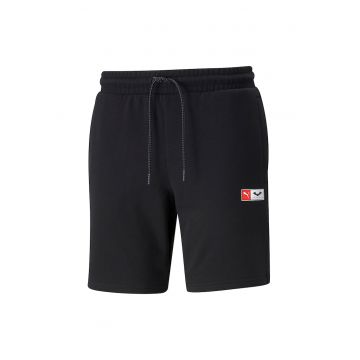 Pantaloni sport scurti cu talie ajustabila - Negru