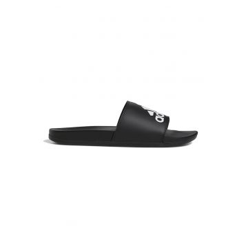 Papuci din piele ecologica cu logo contrastant Adilette Comfort - Alb/Negru