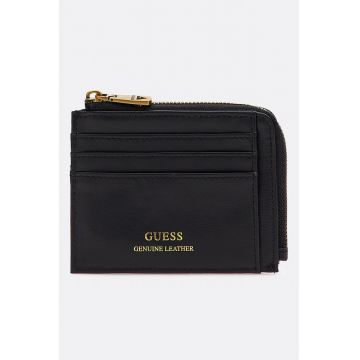 Portmoneu de piele cu imprimeu logo - Negru