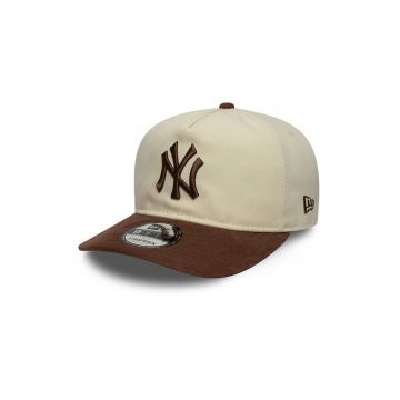 Sapca basebal cu cozoroc din piele intoarsa sintetica 9Fifty NY Yankees - Maro/Bej