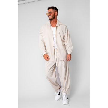 Set Camasa si Pantalon Lung drept Beige 20126 - Bej