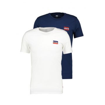 Set de tricouri cu logo - 2 piese - Alb/Albastru inchis