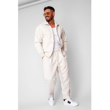 Set Jacheta cu fermoar si Pantalon lung drept Beige 20131 - Bej
