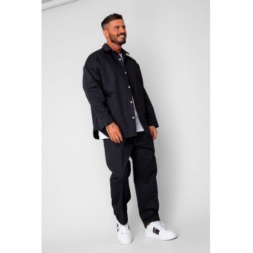 Set Oversized Camasa si pantalon drept din 100% Bumbac - Premium Edition Navy 20261 - Negru