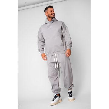 Set Oversized Hanorac si pantalon Baggy din 100% Bumbac - 400gr/mp Premium Edition Grey 20191 - Gri