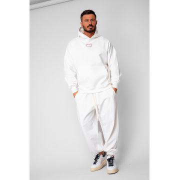 Set Oversized Hanorac si pantalon Baggy din 100% Bumbac - 400gr/mp Premium Edition Off White 20186 - Alb