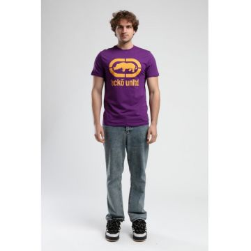 Tricou cu logo si decolteu la baza gatului - MARC - Gri