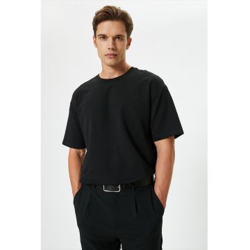 Tricou cu maneci cazute - Negru