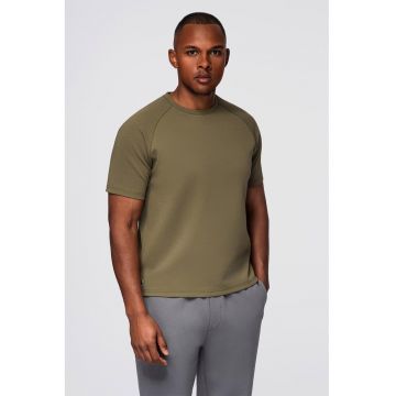 Tricou din amestec de bumbac cu maneci raglan - Kaki