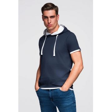 Tricou din bumbac cu gluga - Bleumarin
