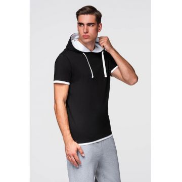 Tricou din bumbac cu gluga - Negru