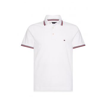 Tricou polo slim fit din bumbac organic - Alb