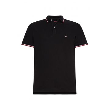 Tricou polo slim fit din bumbac organic - Negru