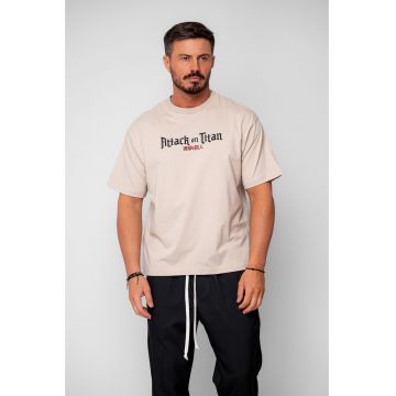 Tricou Regular Attack On Beige 19841 - Negru