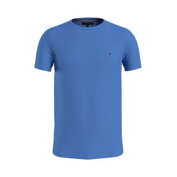 Tricou slim fit cu decolteu la baza gatului - Albastru pastel