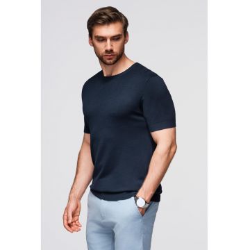 Tricou tricotat fin - Bleumarin