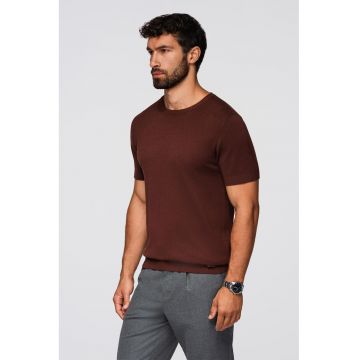 Tricou tricotat fin - Maro cognac