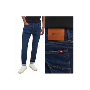 Blugi Barbati -  Frisco Skinny - Skinny Fit - Talie Medie - Fermoar - Lungi - 5 Buzunare - Bumbac - W34-L32 US - Albastru