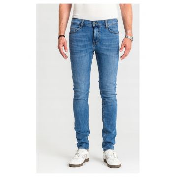 Blugi Barbati -  Frisco - Talie Medie - 100% Bumbac - Fermoar - Lungi - 5 Bunzuare - Albastru - Albastru