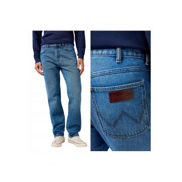 Blugi Barbati -  Frontier - Regular Fit - Talie Medie - Lungi - Cu Fermoar - 5 Buzunare - Bumbac - Albastru - Albastru