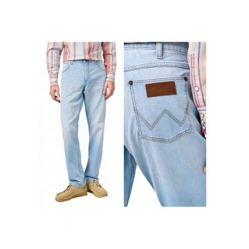 Blugi Barbati -  Greensboro - Straight Fit - Talie Medie - Fermoar - Lungi - 5 Buzunare - Bumbac - Albastru - Albastru