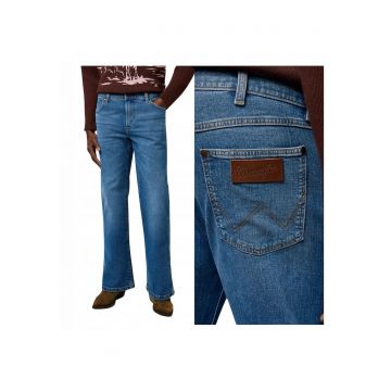 Blugi Barbati -  Loose Boot - Straight Fit - Talie Medie - Lungi - Cu Fermoar - 5 Buzunare - Bumbac - Albastru - Albastru