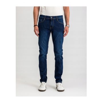 Blugi Barbati -  Oregon Tapered - Talie Joasa - 100% Bumbac - Fermoar - Lungi - 5 Bunzuare - Albastru - Albastru