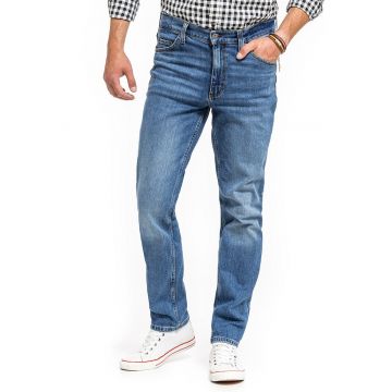 Blugi Barbati -  Tramper Tapered - Slim Fit - Confortabili Si Rezistenti - Material Elastic - Croiala Clasica - Ideali Pentru Munca Si Zilnic - Fermoar - Bumbac - Elastan - Albastru - Albastru