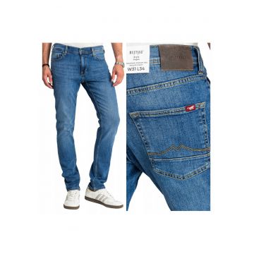 Blugi Barbati -  Vegas - Talie Medie - 100% Bumbac - Fermoar - Lungi - 5 Bunzuare - Albastru - Albastru