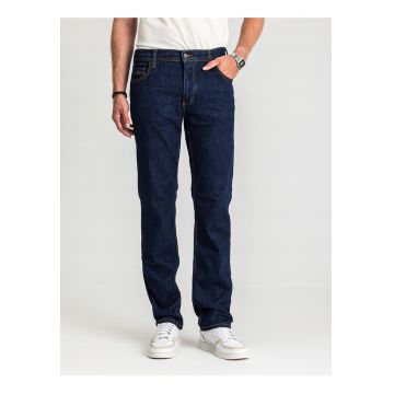 Blugi Barbati -  Washington - Talie Medie - 100% Bumbac - Fermoar - Lungi - 5 Buzunare - Denim Blue - Albastru inchis