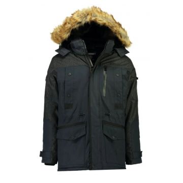 Jacheta parka de iarna  bleumarin - cu gluga detasabila - 100% poliester - pentru barbati