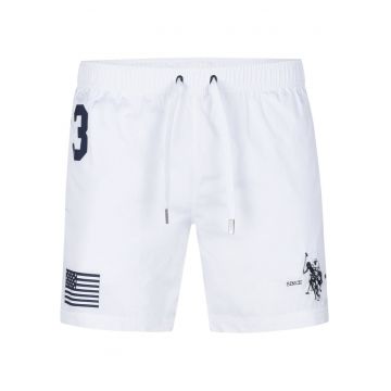 Pantaloni scurti inot barbati -  poliester - alb