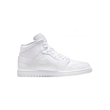 Pantofi sport pentru barbati AIR JORDAN Mid 1 - 40.5 - alb - piele naturala - Talpa din cauciuc cu sistem de amortizare Air - model 554724-136 - Alb