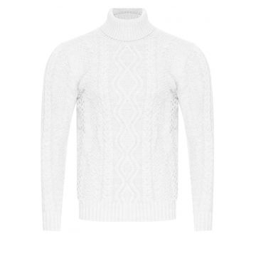 Pulover barbati -  3157 - alb - lana - croiala regulara