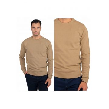 Pulover Barbati -  Dustin - Regular Fit - Decolteu Rotund - Caldura Si Confortabila - Design Clasic - Maneci Lungi - Bumbac - XL INTL - Bej