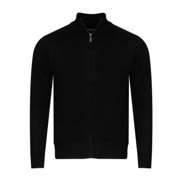 Pulover barbati -  model 59B3605-3 - negru - 100% poliester - cu guler la jumatate si fermoar